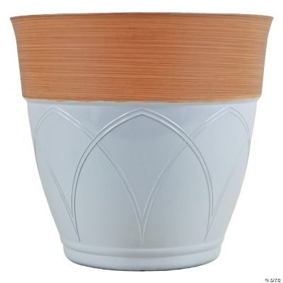 Garden Elements Colored Rim Large Plastic Planter Cream 15