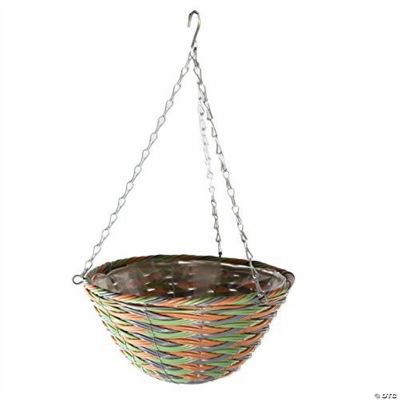Gardener's Select GSARA3608 Woven Plastic Rattan Hanging Basket, 12in