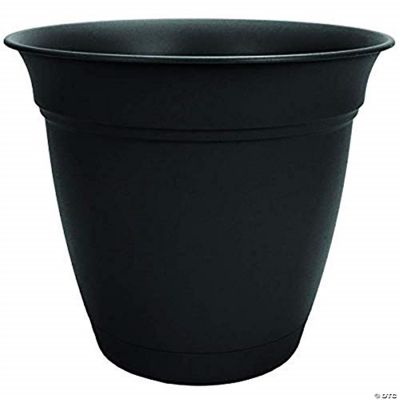 The HC Companies Eclipse Round Plastic Planter w/ Saucer, 12 Black