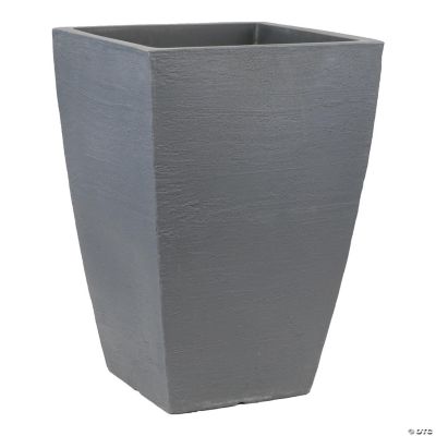 Tusco Modern Tall Slate Square Polyethylene Indoor/Outdoor Flower Pot
