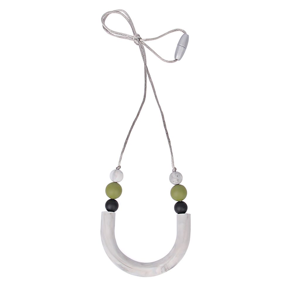 The Pencil Grip Silicone U Tube Style Teething Necklace From MindWare