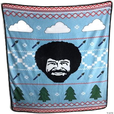 Bob Ross Paint Happy Trees Fleece Throw Blanket , One Size , Multicolor