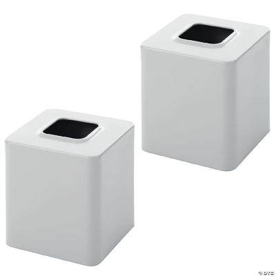 mDesign Metal Square Facial Tissue Box Cover Holder, 2 Pack Light Gray