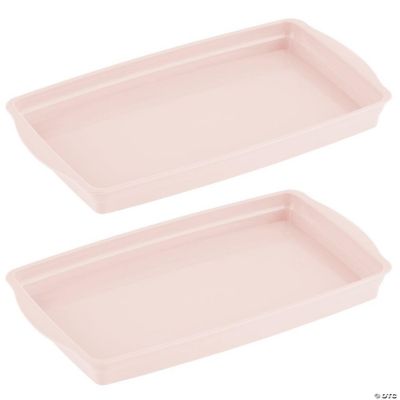 mDesign Plastic Bathroom Vanity Storage Organizer Tray Holder 2 Pack Pink