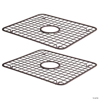mDesign Kitchen Sink Dish Drying Rack / Mat with Drain Hole, 2 Pack