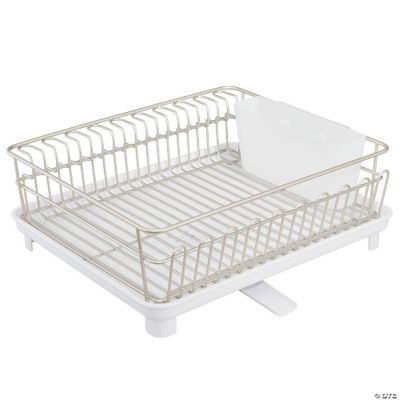 mDesign Large Kitchen Dish Drying Rack with Swivel Spout, 3 Pieces