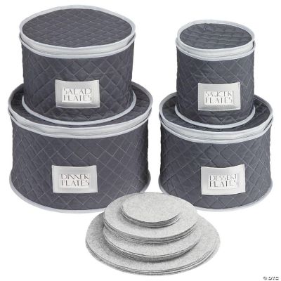 mDesign Quilted Protective Dinnerware Storage, 5 Piece Set Navy Blue/Gray Oriental Trading