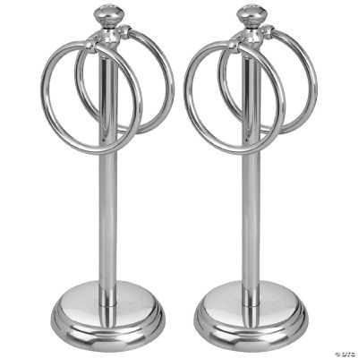mDesign Steel Bathroom Towel Rack Holder Stand 2 Hanging Rings, 2 Pack, Chrome Oriental Trading