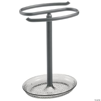 mDesign Steel Fingertip Towel Rack Holder Stand with Base Tray Stone