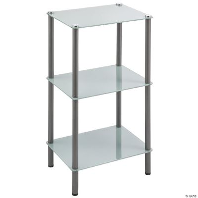 mDesign Metal/Glass 3Tier Storage Tower w/ Open Glass Shelves Dark Gray/Gray