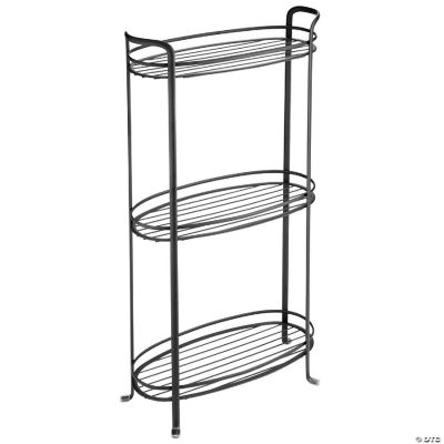 mDesign Vertical Standing Bathroom Shelving Unit Tower with 3 Baskets