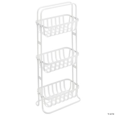mDesign 3 Tier Vertical Standing Bathroom Shelving Unit, Matte White
