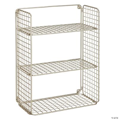 mDesign Decorative Metal Storage Organizer Shelf, 3 Levels Wall Mount Satin Oriental Trading