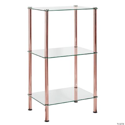 mDesign Metal/Glass 3-Tier Storage Tower w/ Open Glass Shelves Clear/Rose  Gold