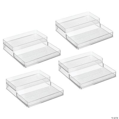 mDesign Plastic Kitchen Tiered Food Storage Shelves, 2 Levels - Clear