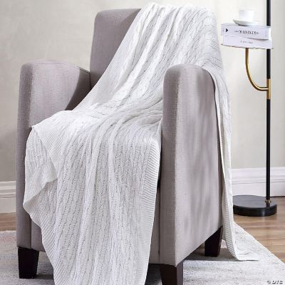 The Nesting Company Oak 100% Cotton Cable Knit Collection Throw in ...