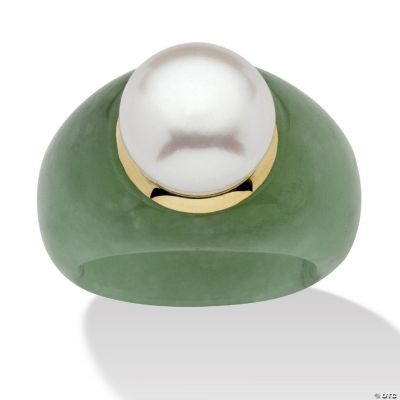 PalmBeach Jewelry Round Cultured Freshwater Pearl Green Jade 10K