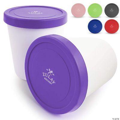 Zulay Kitchen Ice Cream Containers 2 Pack 1 Quart Purple Oriental