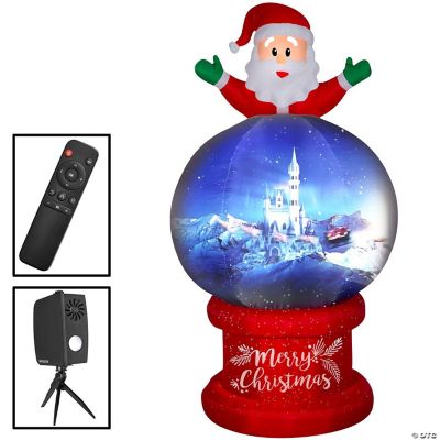 Gemmy Living Projection Christmas Airblown Inflatable Santa on Globe 9 ...