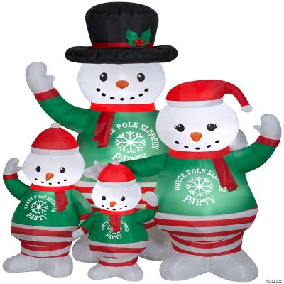 Gemmy Christmas Airblown Inflatable Pajama Snowman Family Scene 7 ft ...