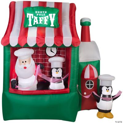 Gemmy Animated Christmas Airblown Inflatable North Pole Taffy Stand 7 ft Tall Multicolored