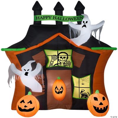 Gemmy Airblown Haunted Ghost House Scene 9 ft Tall Multicolored