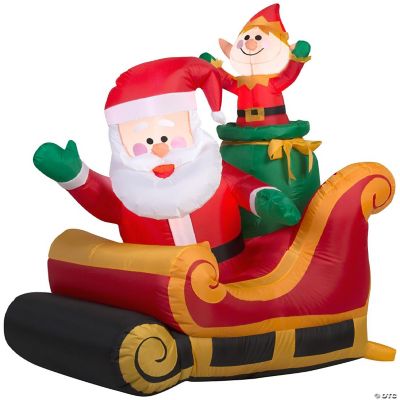 Gemmy Christmas Airblown Inflatable Inflatable Santa and Elf in Sleigh ...