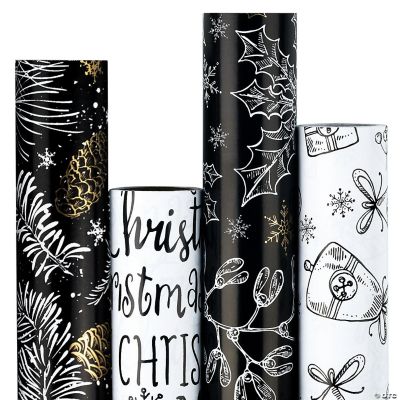 LARIBBONS BLACK AND WHITE GIFT WRAP 4 ROLL BUNDLE