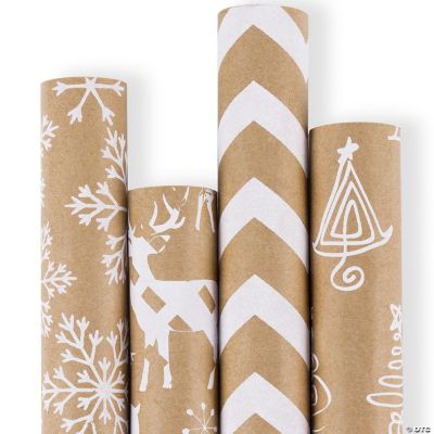LARIBBONS WHITE KRAFT GIFT WRAP 4 ROLL BUNDLE Oriental Trading