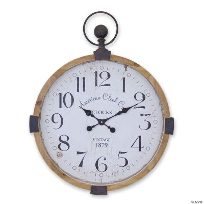 Melrose International Round Wooden Wall Clock, 30 Inches Oriental Trading