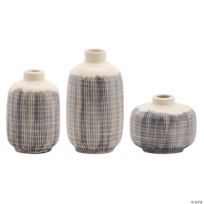 Melrose International Striped Mini Vases, 6 Inches (Set of 6