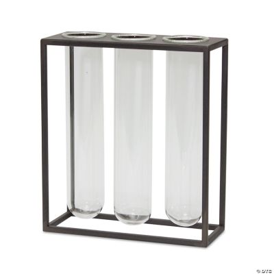 Melrose International Triple Glass Vial Vases in Stand