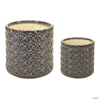 Melrose International Criss Cross Pattern Planter (Set of 2) main image 1