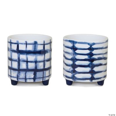 Melrose International Round Porcelain Planter with Frog (Set of 2) main image 1