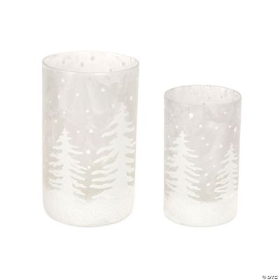 Melrose International Glass Candle Holder with Bamboo Accent (Set of 2) main image 1