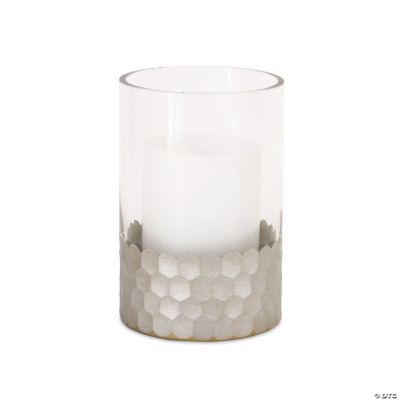 Melrose International Patterned Glass Candle Holder with Metal Stand main image 1