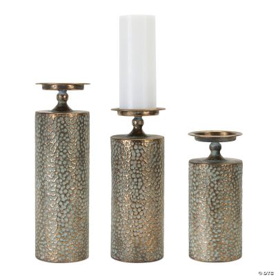 Melrose International Srtiped Glass Candle Holder (Set of 2) main image 0