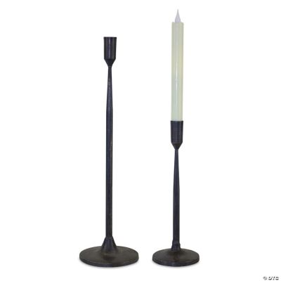 Melrose International Glass Candle Holder with Bamboo Accent (Set of 2)