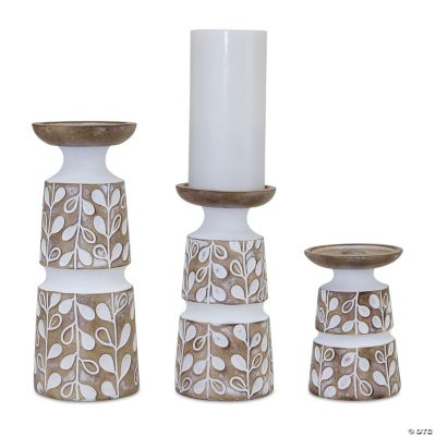 Melrose International Frosted Floral Bird Candle Holder (Set of 2) main image 1