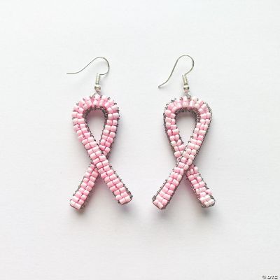 Light Pink Ribbon Breast Cancer Awareness Stud Post Earrings Rhinestones