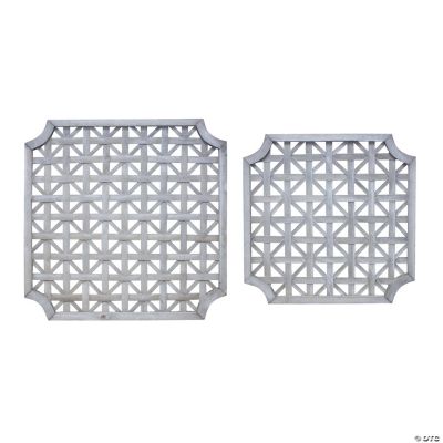 Melrose International Square White Washed Woven Wood Wall Decor (Set of