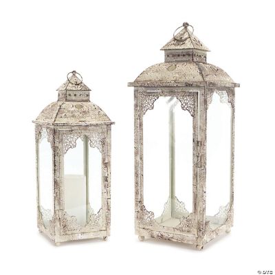 Melrose International Galvanized Metal Lantern with Open Design (Set of 2) main image 0