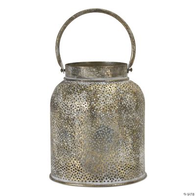 Melrose International Metal Candle Holder with Wood and Leather Accents main image 1