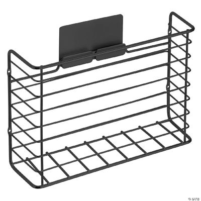 mDesign Large ShelfAdhesive Metal Kitchen Hanging Organizer Basket Black