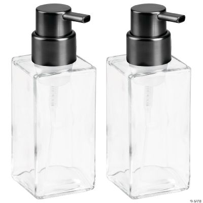mDesign Glass Refillable Foaming Soap Dispenser Pump, 2 Pack Clear