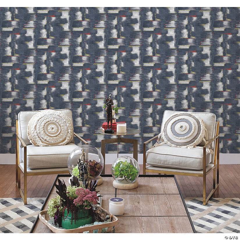 Tamara Day Modern Ikat Peel & Stick Wallpaper Blue By RoomMates