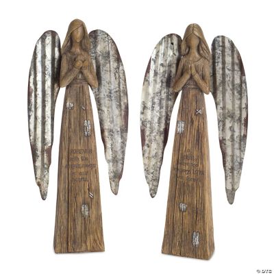 Melrose International Beige Floral Etched Angel Figurine (Set of 3) main image 0