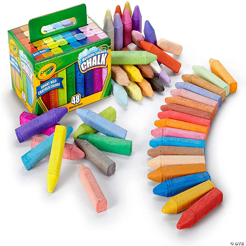 Washable Sidewalk Chalk Sold as 1 Each 48 Assorted Bright Colors 