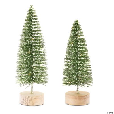 Melrose International Bottle Brush Tree with Mini LED Lights, 11 and 14 Inches (Set of 4