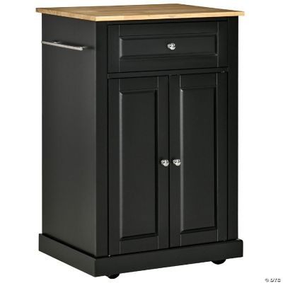 Black Adjustable Rolling Kitchen Island Cart